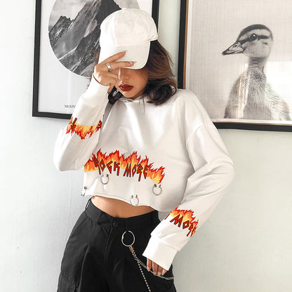 Flame Print Hoodies for Women