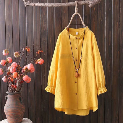 Plus Size Women's Fat m200 kg Spring Dress New Ladies Loose Large Literary Retro Three-quarter Sleeve Shirt