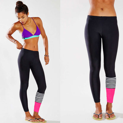 Summer Leggings And Striped Stretch Sports Leggings Yoga Cropped Pants