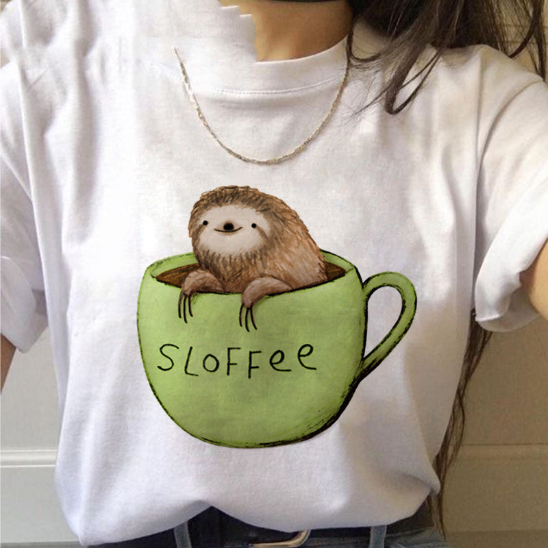 Sloth Kawaii Printed Women T-Shirts