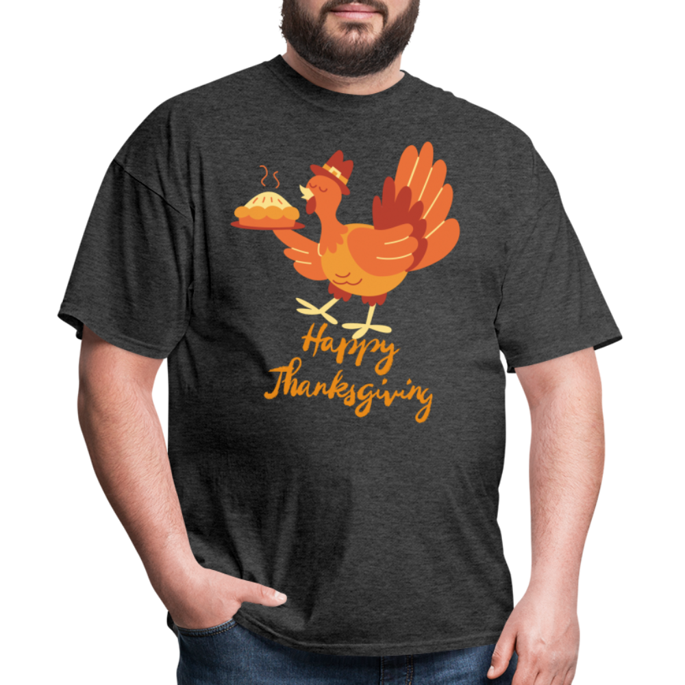 Happy Thanksgiving with Turkey | Unisex Classic T-Shirt for Men and Women - heather black