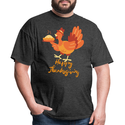 Happy Thanksgiving with Turkey | Unisex Classic T-Shirt for Men and Women - heather black