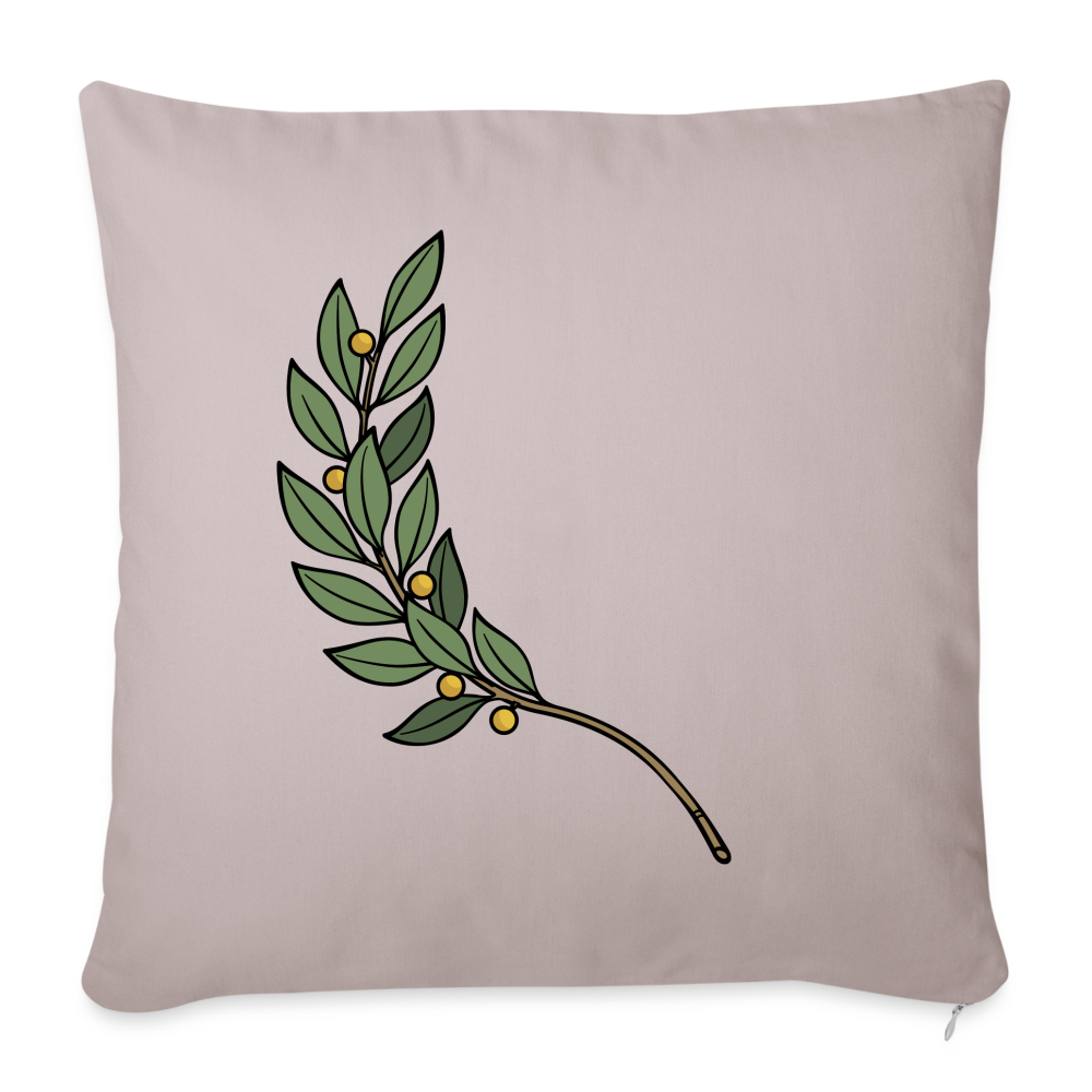 Throw Pillow Cover 18" x 18" – Elegant Wreath Design - light taupe