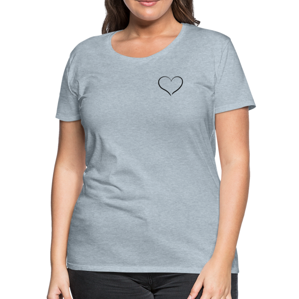 Heart Outline Design T-Shirt for Women | Women’s Premium T-Shirt - heather ice blue