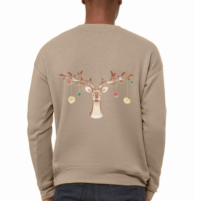 Reindeer with Decorative Hanging Ornaments | Bella + Canvas Unisex Sweatshirt - tan