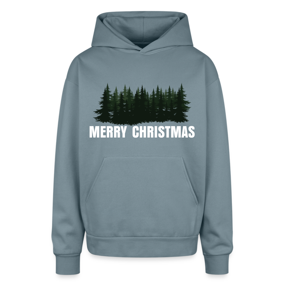 Merry Christmas Hooded Oversized Sweatshirts | Oversized Hooded Sweatshirt - stone blue