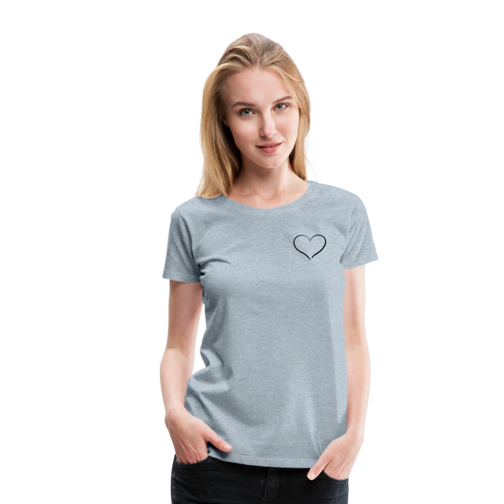 Heart Outline Design T-Shirt for Women | Women’s Premium T-Shirt - heather ice blue