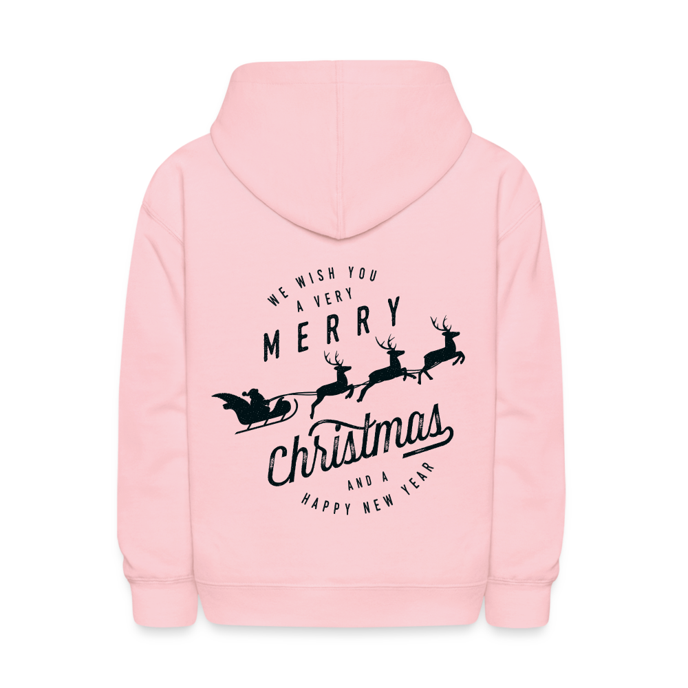 Kids' Hoodie- Merry Christmas And Happy New Year - pink