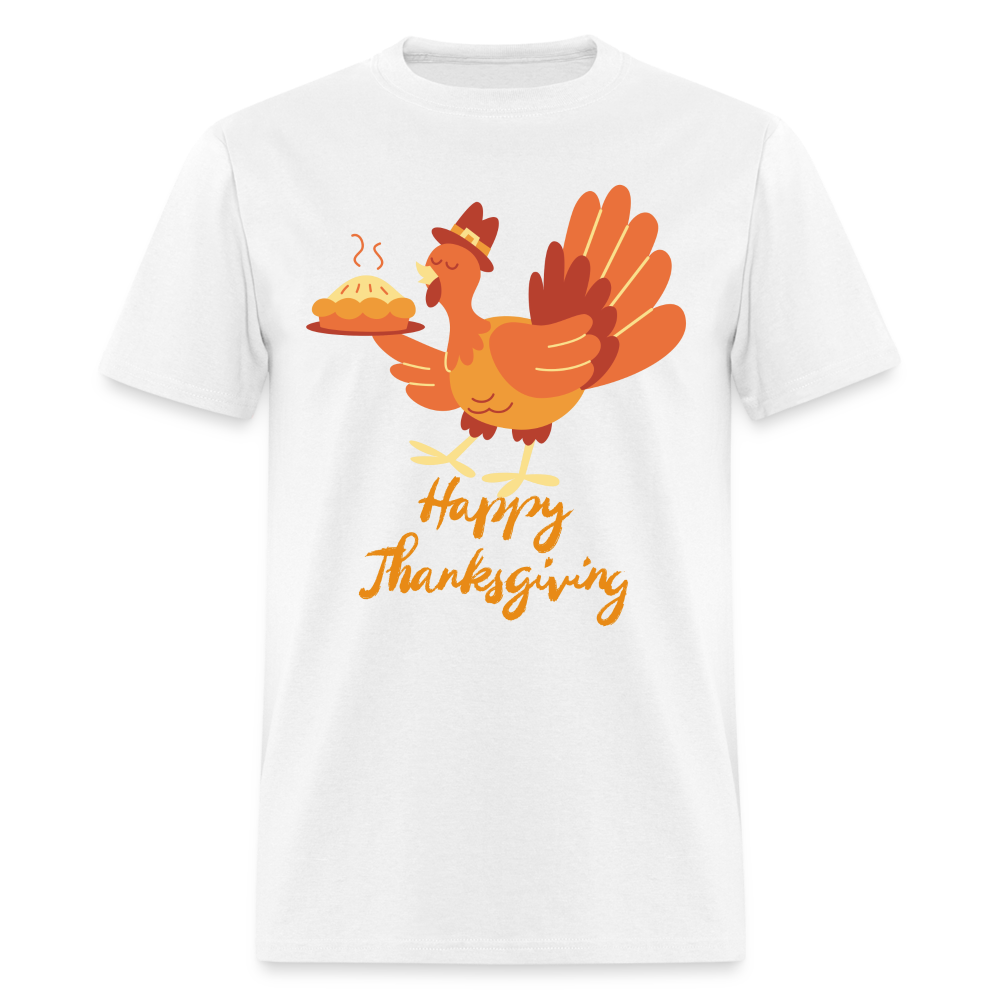 Happy Thanksgiving with Turkey | Unisex Classic T-Shirt for Men and Women - white