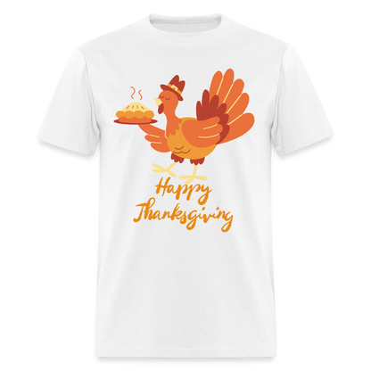 Happy Thanksgiving with Turkey | Unisex Classic T-Shirt for Men and Women - white