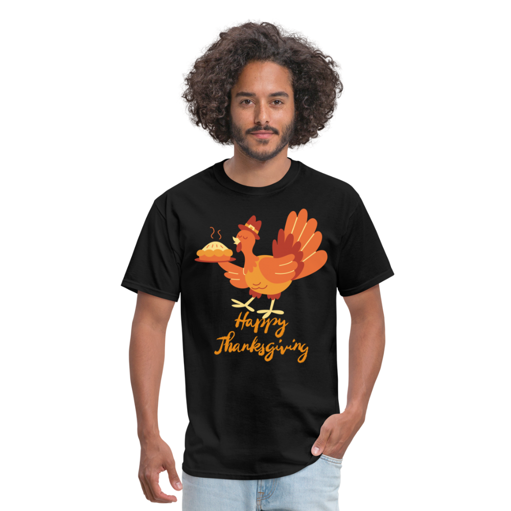 Happy Thanksgiving with Turkey | Unisex Classic T-Shirt for Men and Women - black