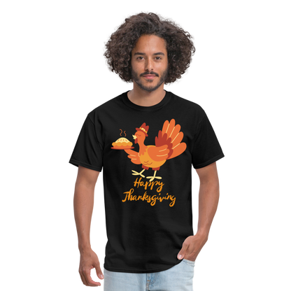 Happy Thanksgiving with Turkey | Unisex Classic T-Shirt for Men and Women - black