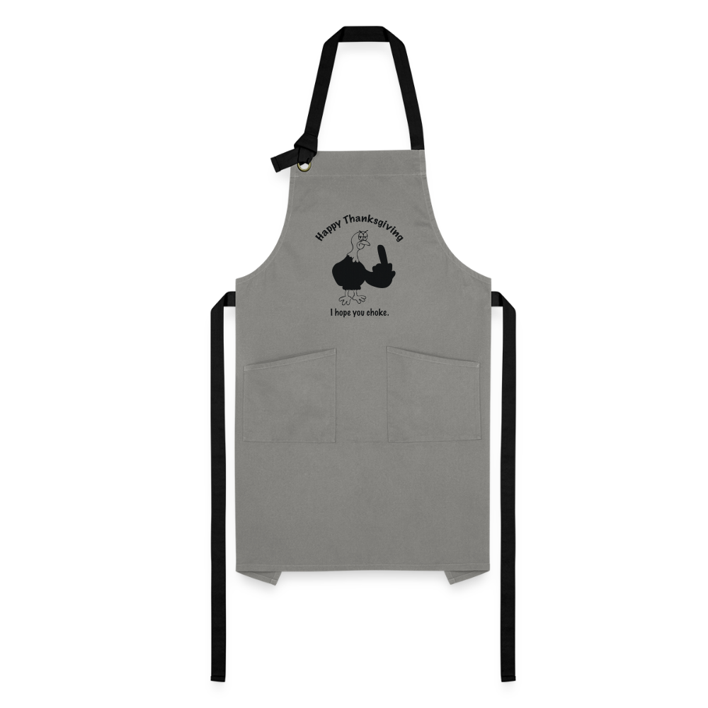 Happy Thanksgiving Apron | Artisan Apron - gray/black