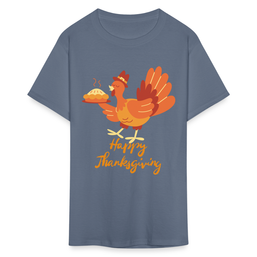 Happy Thanksgiving with Turkey | Unisex Classic T-Shirt for Men and Women - denim