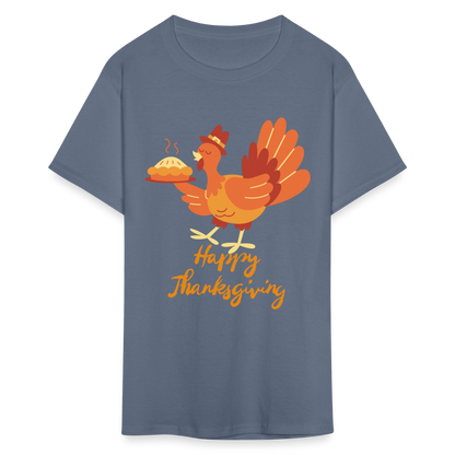 Happy Thanksgiving with Turkey | Unisex Classic T-Shirt for Men and Women - denim