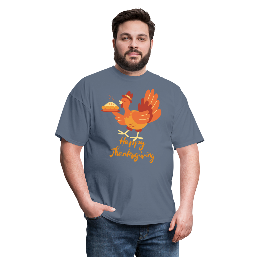 Happy Thanksgiving with Turkey | Unisex Classic T-Shirt for Men and Women - denim