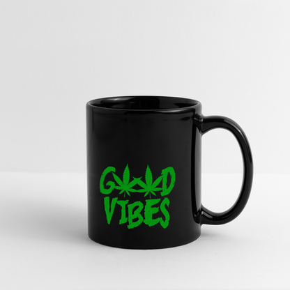 Good Vibes” Weed Leaf Cup – Cool & Relaxed Drinkware-Full black Color Mug - black