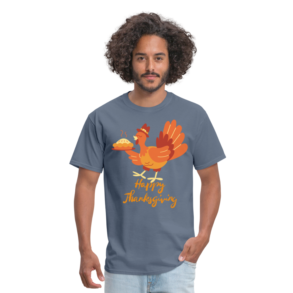 Happy Thanksgiving with Turkey | Unisex Classic T-Shirt for Men and Women - denim