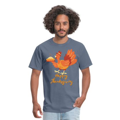 Happy Thanksgiving with Turkey | Unisex Classic T-Shirt for Men and Women - denim