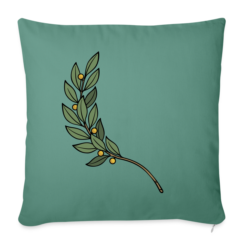 Throw Pillow Cover 18" x 18" – Elegant Wreath Design - cypress green