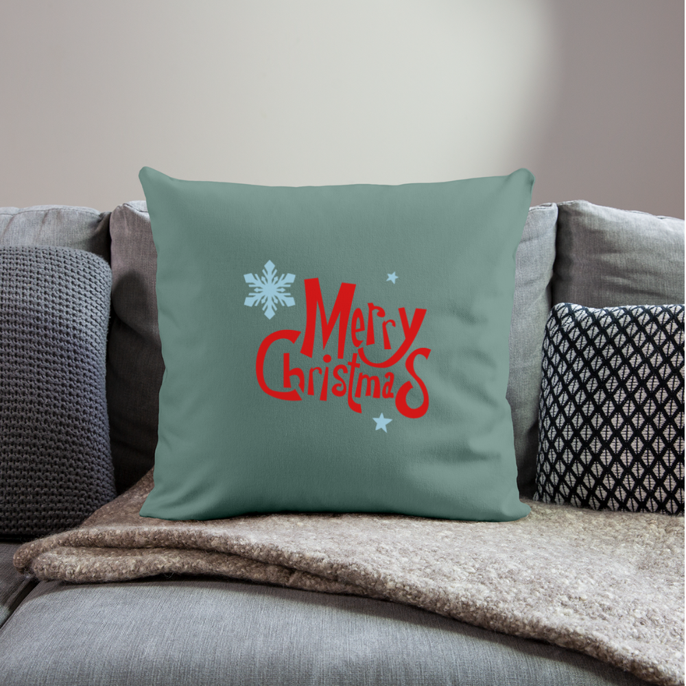 Throw Pillow Cover 18" x 18" – "Merry Christmas" Design - cypress green