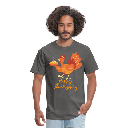 Happy Thanksgiving with Turkey | Unisex Classic T-Shirt for Men and Women - charcoal