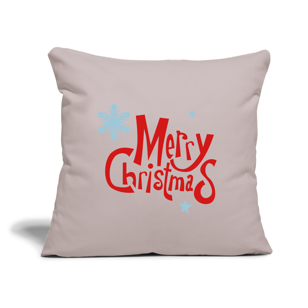 Throw Pillow Cover 18" x 18" – "Merry Christmas" Design - light taupe