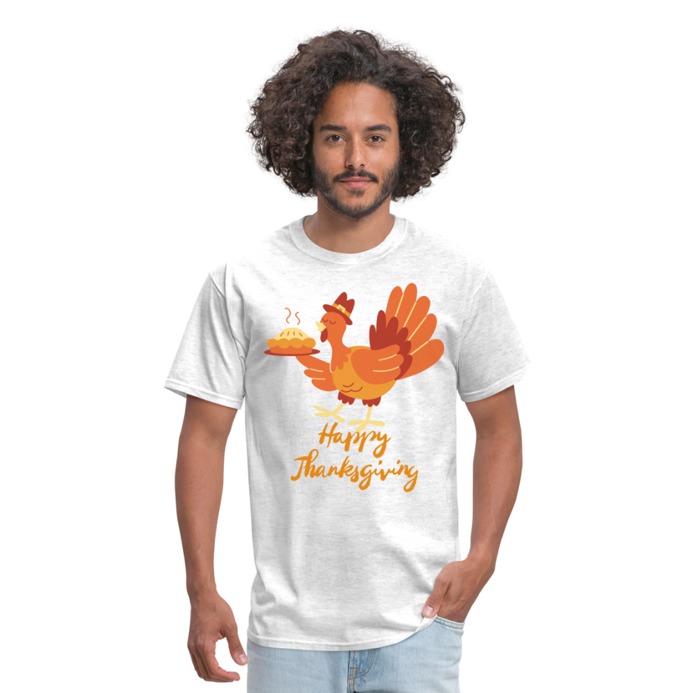 Happy Thanksgiving with Turkey | Unisex Classic T-Shirt for Men and Women - light heather gray