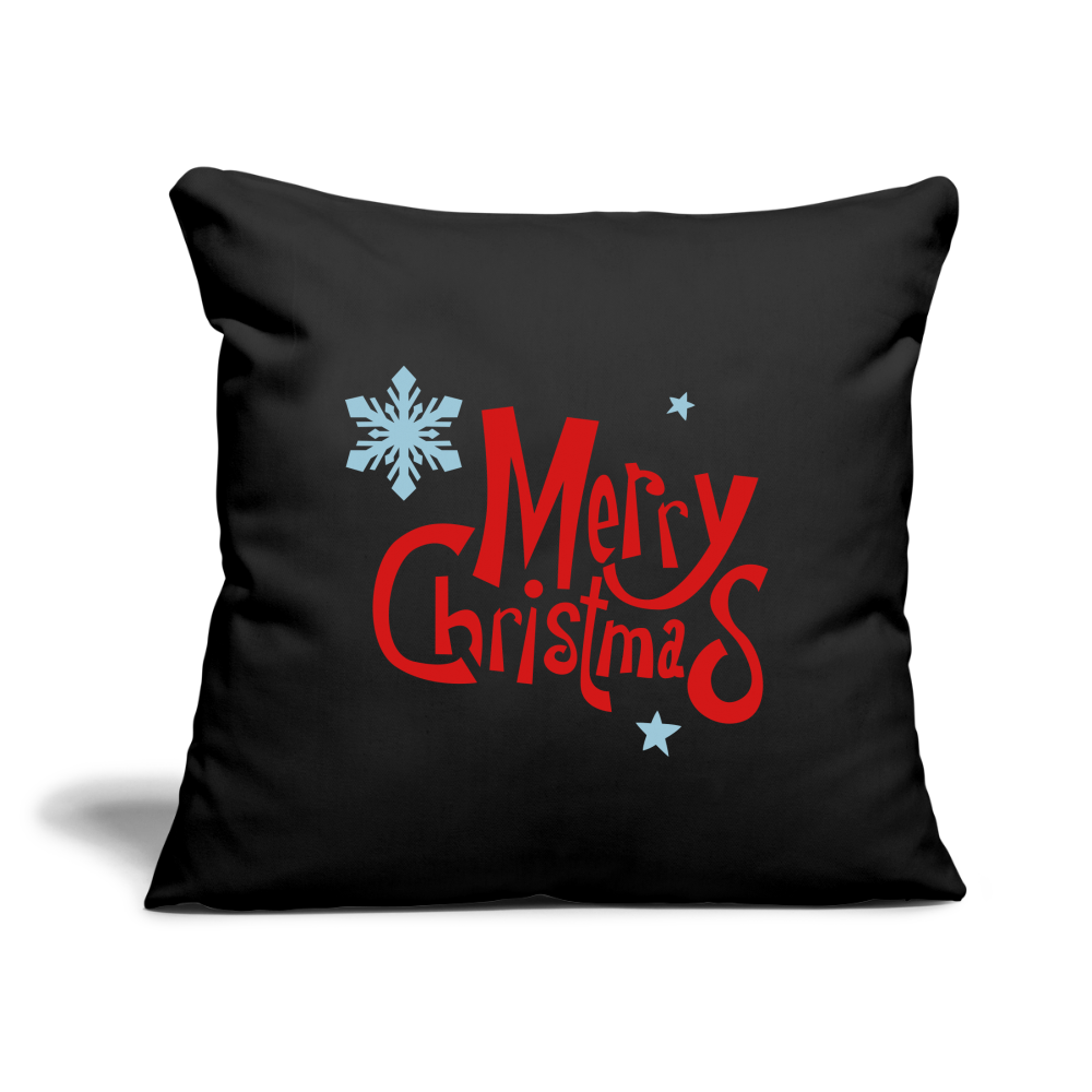 Throw Pillow Cover 18" x 18" – "Merry Christmas" Design - black