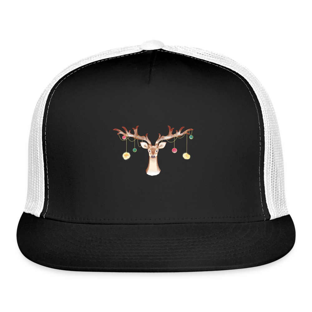 Reindeer with Decorative Hanging Ornaments | Trucker Hat - black/white