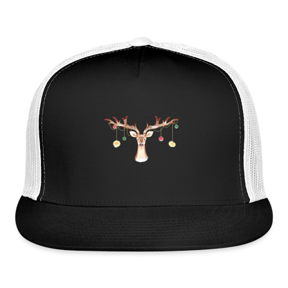 Reindeer with Decorative Hanging Ornaments | Trucker Hat - black/white