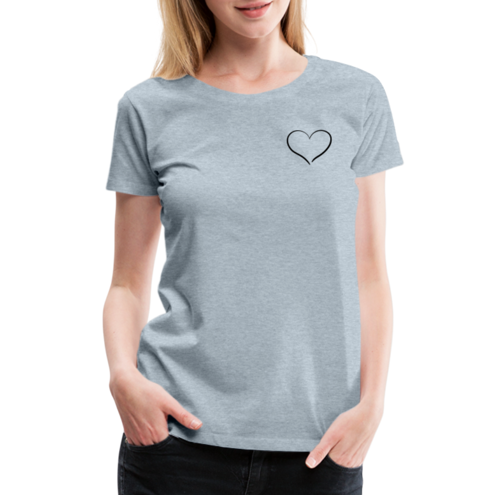 Heart Outline Design T-Shirt for Women | Women’s Premium T-Shirt - heather ice blue