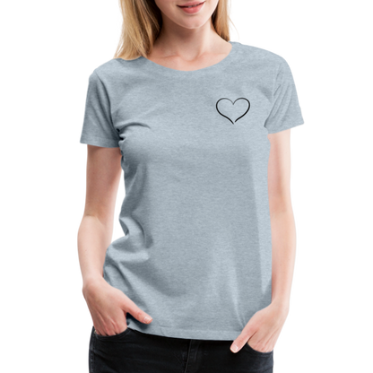 Heart Outline Design T-Shirt for Women | Women’s Premium T-Shirt - heather ice blue