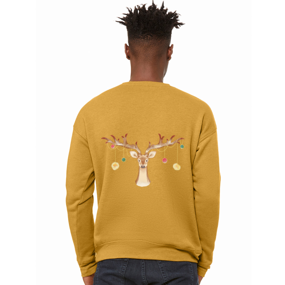 Reindeer with Decorative Hanging Ornaments | Bella + Canvas Unisex Sweatshirt - heather mustard