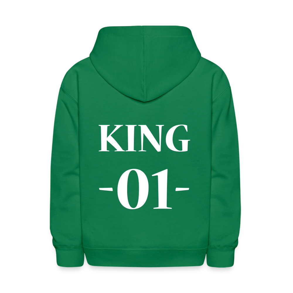 Kids' Hoodie-  "King No. 1" Back Print - kelly green