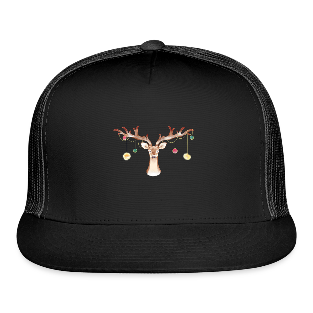 Reindeer with Decorative Hanging Ornaments | Trucker Hat - black/black