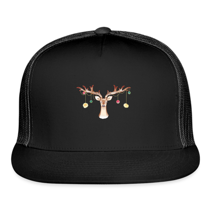 Reindeer with Decorative Hanging Ornaments | Trucker Hat - black/black