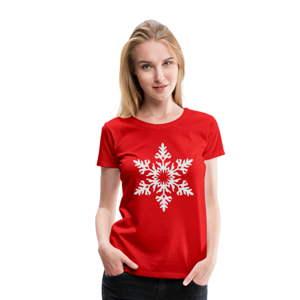 Snowflake Design T-Shirt For Women | Women’s Premium T-Shirt - red