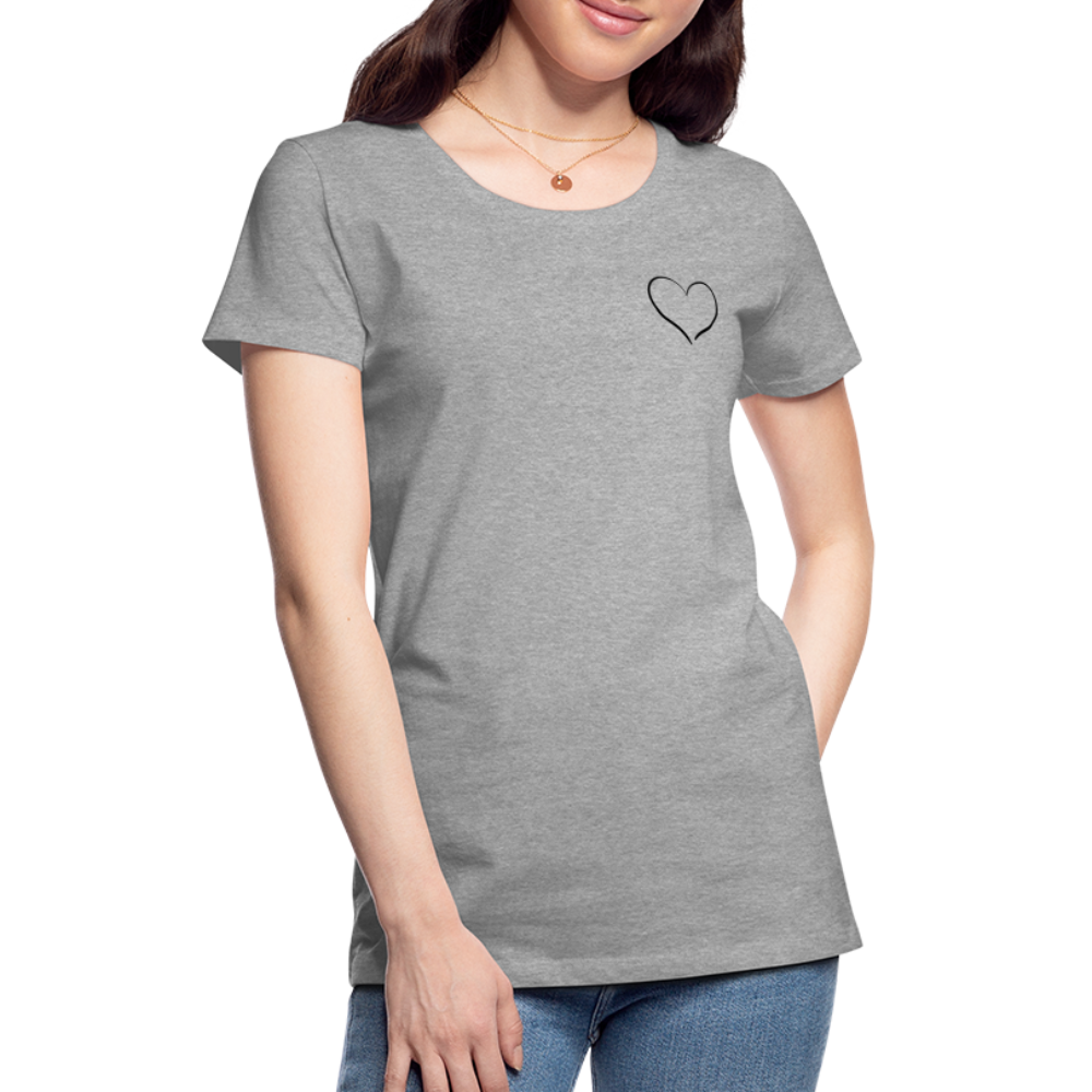 Heart Outline Design T-Shirt for Women | Women’s Premium T-Shirt - heather gray