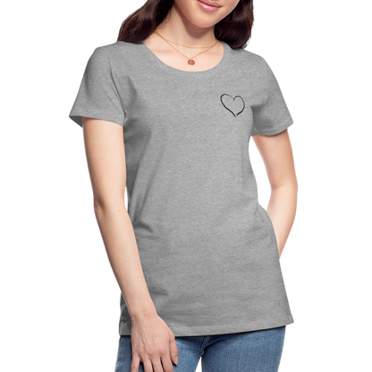 Heart Outline Design T-Shirt for Women | Women’s Premium T-Shirt - heather gray