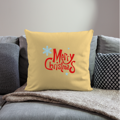 Throw Pillow Cover 18" x 18" – "Merry Christmas" Design - washed yellow