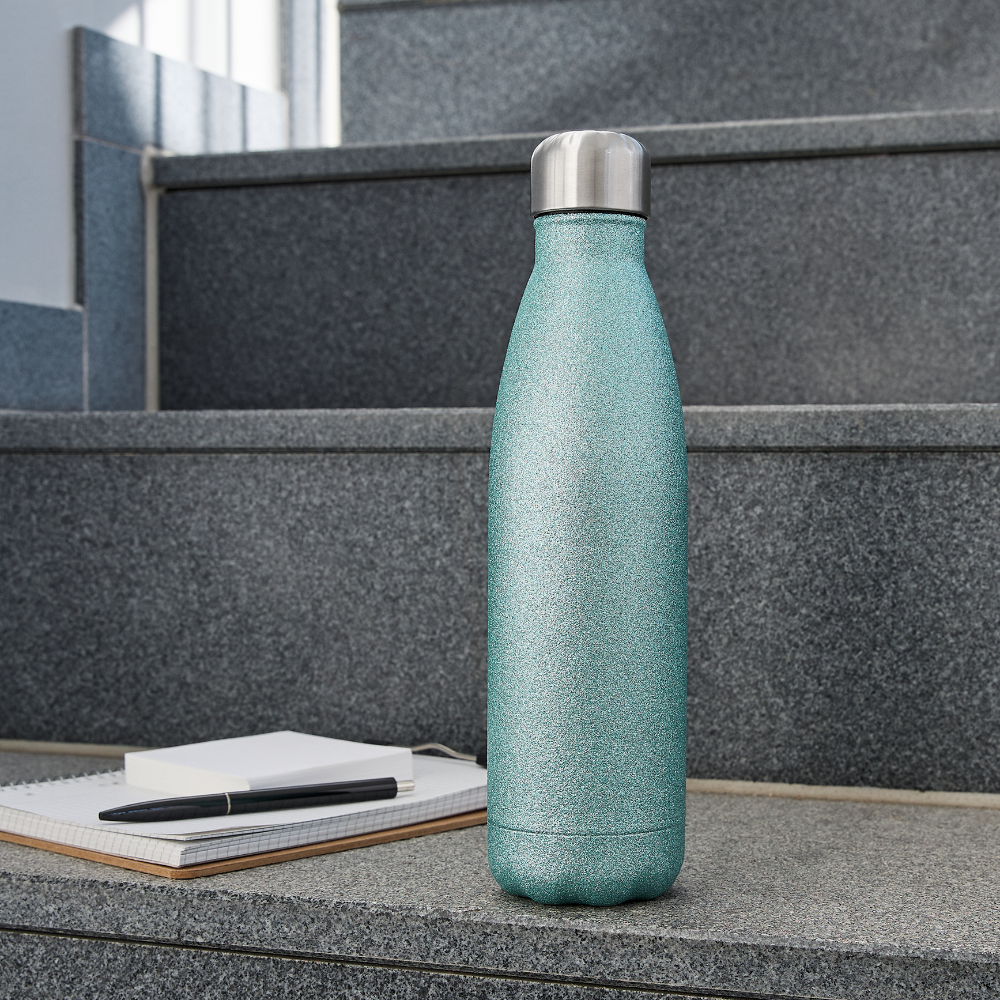 Insulated Stainless Steel Water Bottle - turquoise glitter