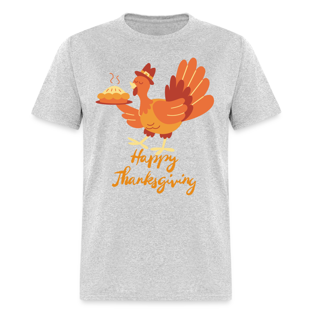 Happy Thanksgiving with Turkey | Unisex Classic T-Shirt for Men and Women - heather gray