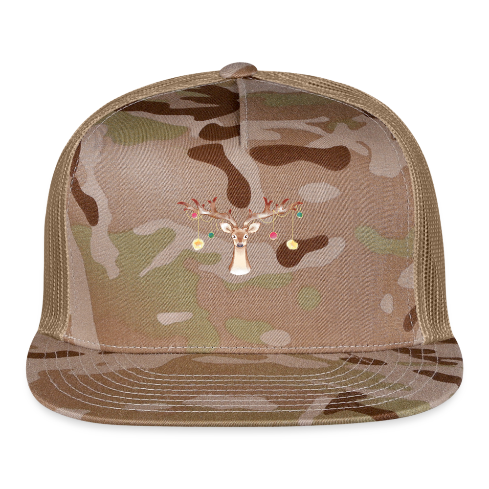 Reindeer with Decorative Hanging Ornaments | Trucker Hat - MultiCam\tan