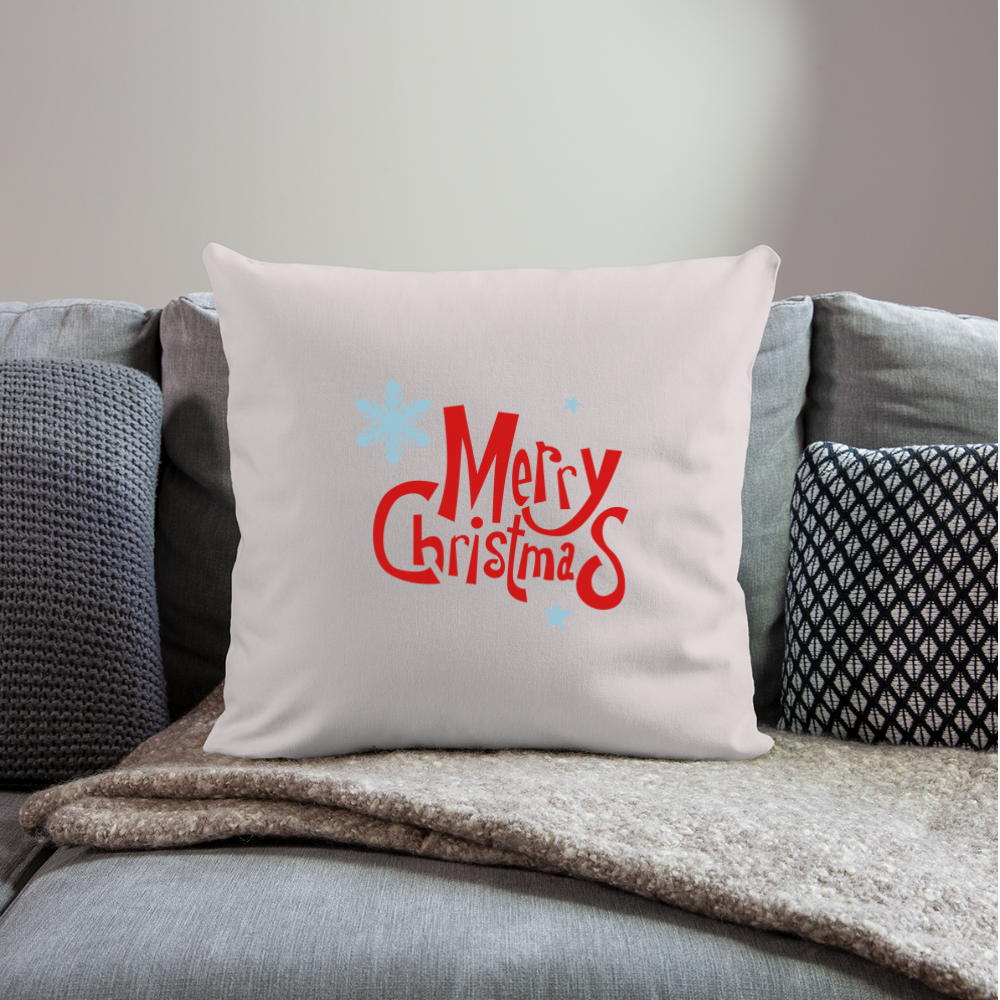 Throw Pillow Cover 18" x 18" – "Merry Christmas" Design - light taupe