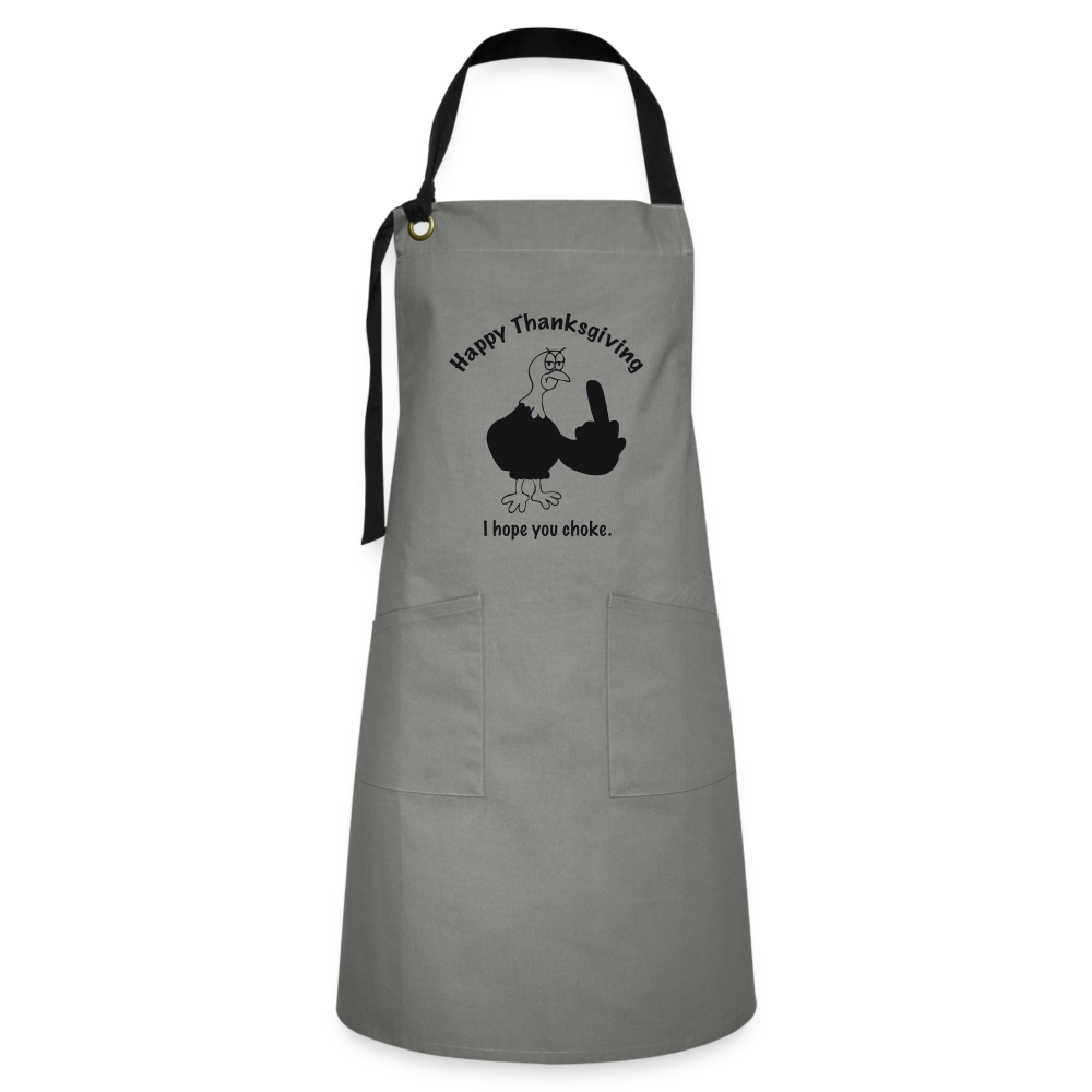 Happy Thanksgiving Apron | Artisan Apron - gray/black