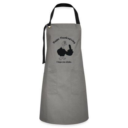 Happy Thanksgiving Apron | Artisan Apron - gray/black