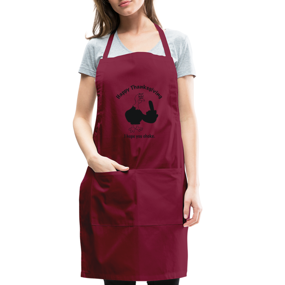 Happy Thanksgiving Apron | Adjustable Apron - burgundy