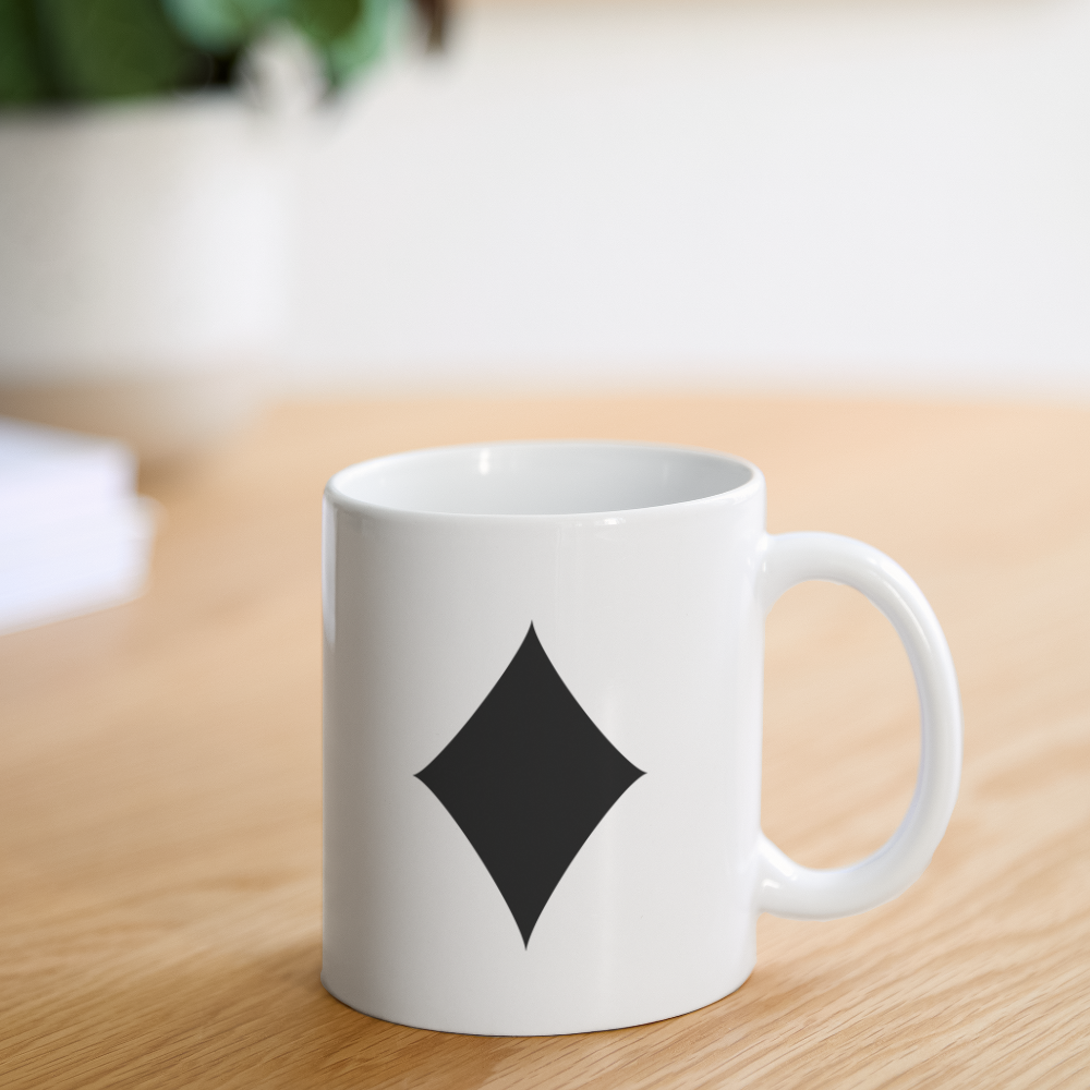 Diamond Ceramic Cup- Coffee/Tea Mug-Minimalist Black Design - white