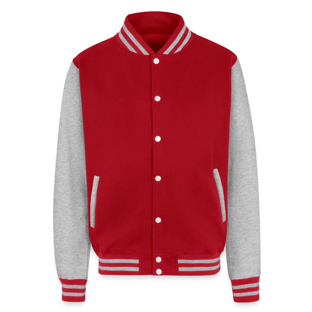 Just Hoods Heavyweight Letterman Jacket | Heavy Winter - red/heather grey